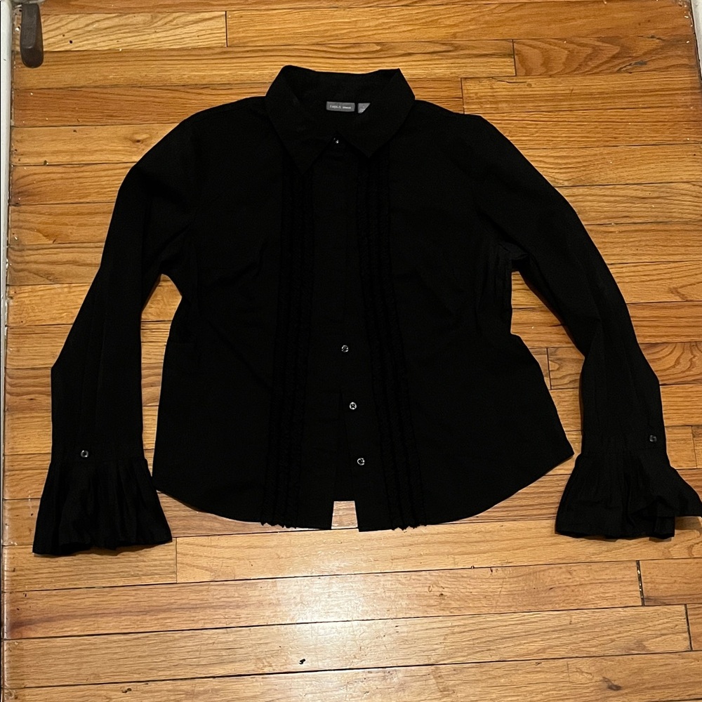 Apt 9  Black Ruffle Sleeve Blouse